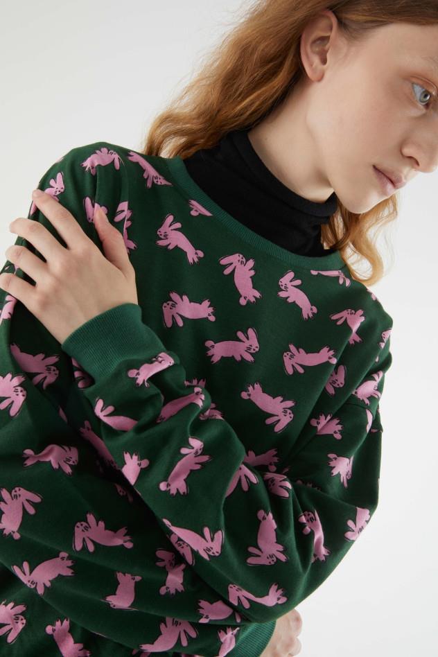 SUDADERA DE ALGODON CON ESTAMPADO DE CONEJOS