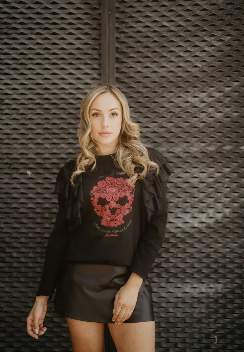 Camiseta Animosa volantes Mary Shelley Calavera