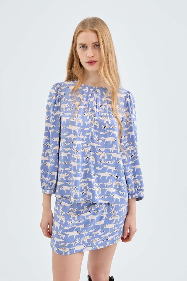 TOP DE MANGA LARCA CON ANIMAL PRINT