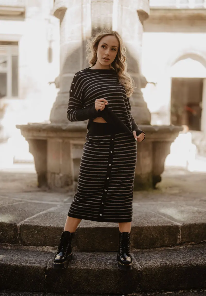 Falda Animosa Rayas estrellas punto negra