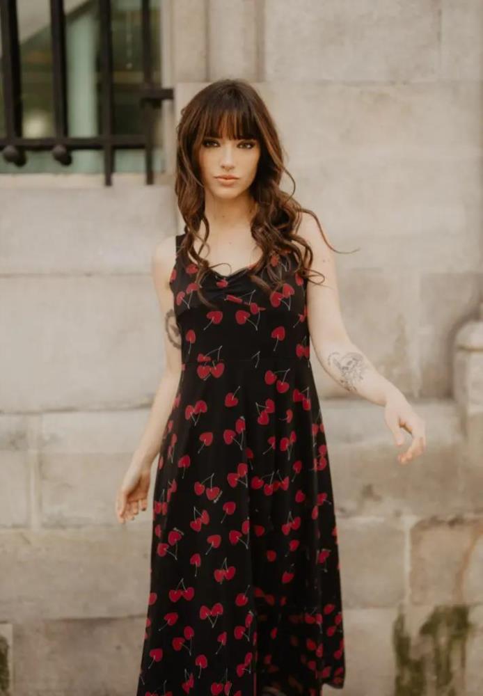 Vestido Animosa Cerezas negro