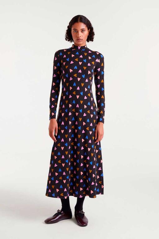 Vestido largo Compañía Fantástica estampado corazones