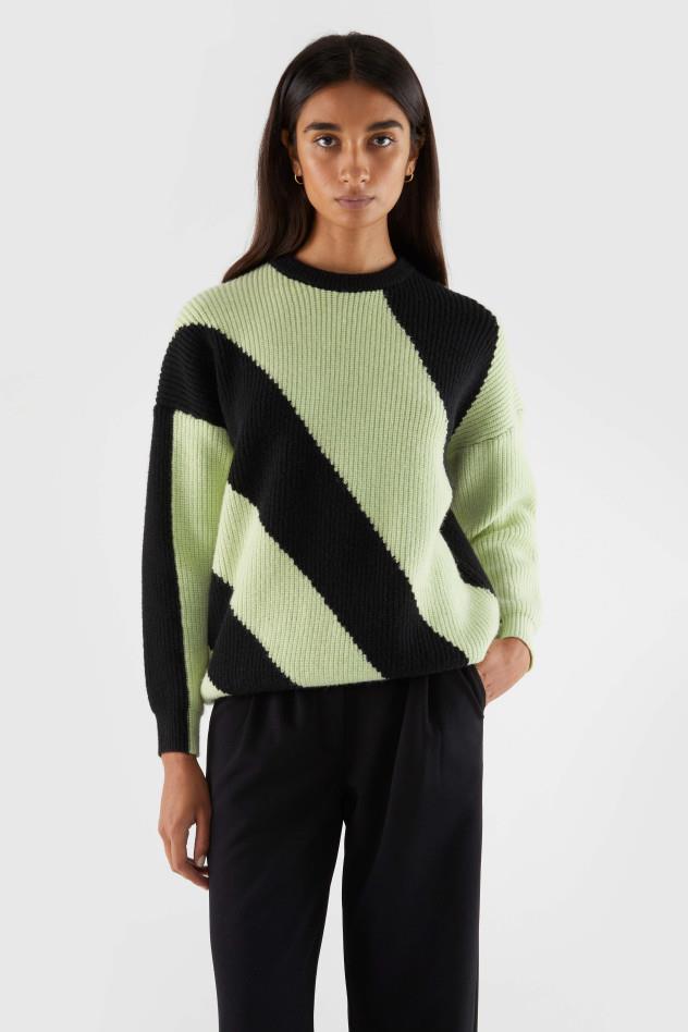 JERSEY DE PUNTO BICOLOR VERDE Y NEGRO