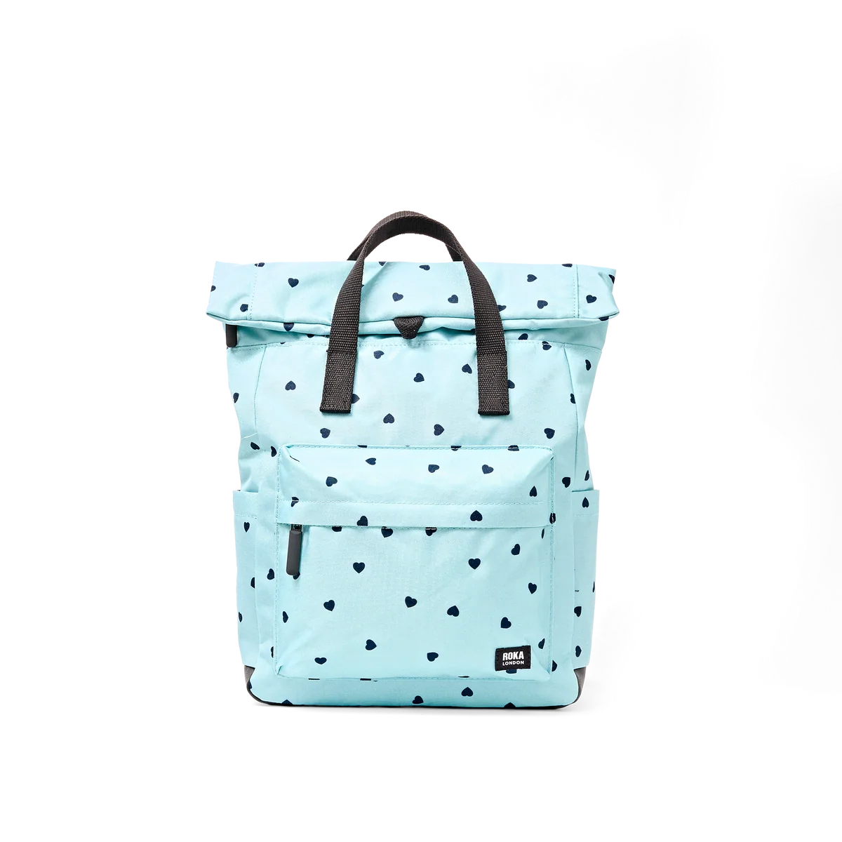 Mochila Canfield Roll Top small canvas turquesa corazones