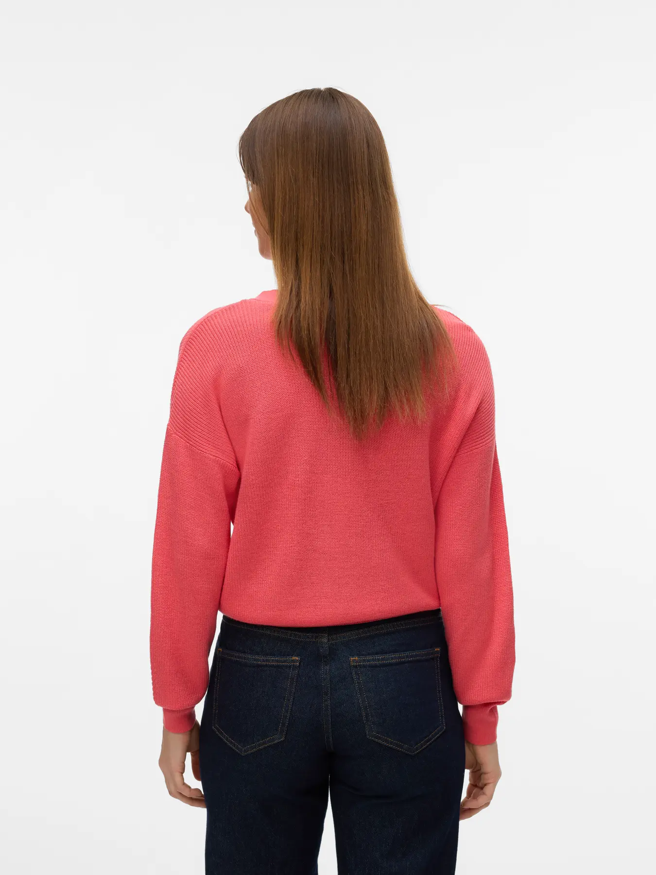 CARDIGAN VMNEWLEXSUN LS SHORT VNECK CORAL