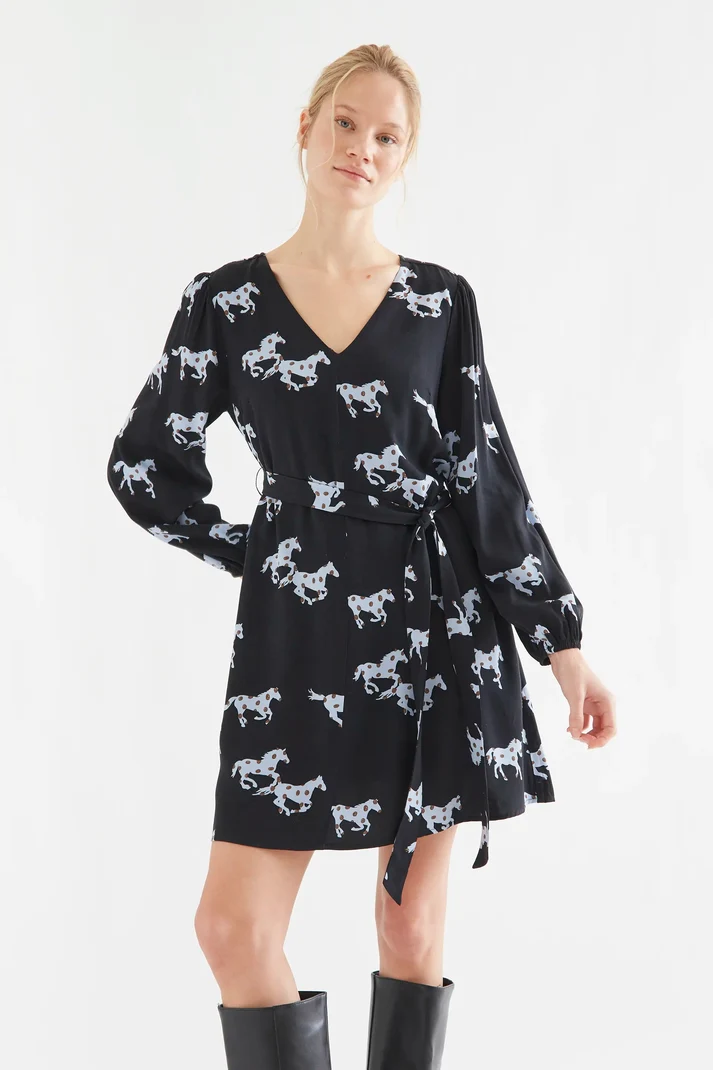 Vestido corto Compañía Fantástica con estampado Horse