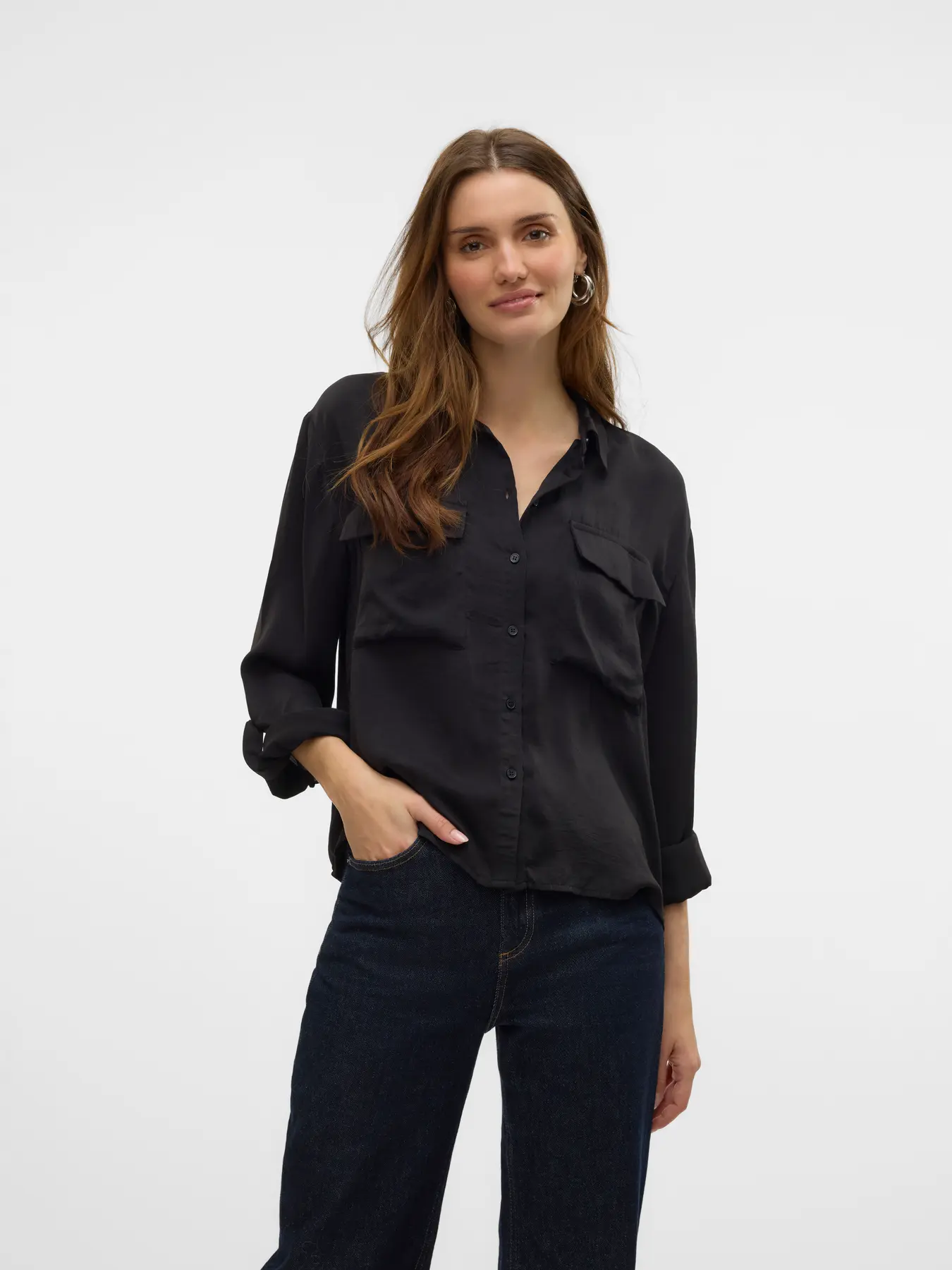 CAMISA VERO MODA VMFABIANA LS NEGRO