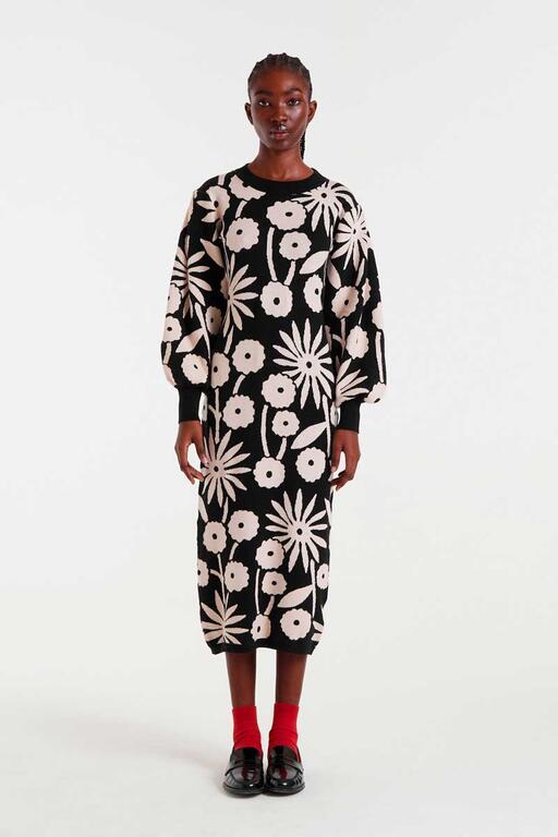 Vestido de punto midi Compañía Fantástica estampado 