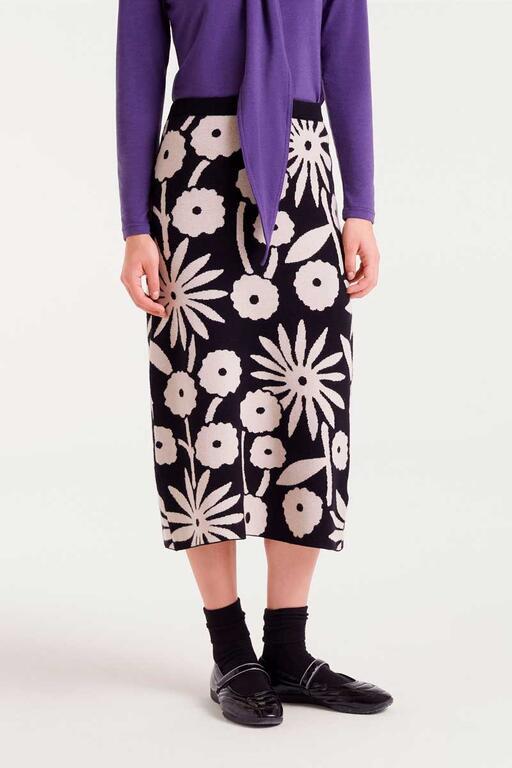 Falda midi de punto Compañía Fantástica estampado 