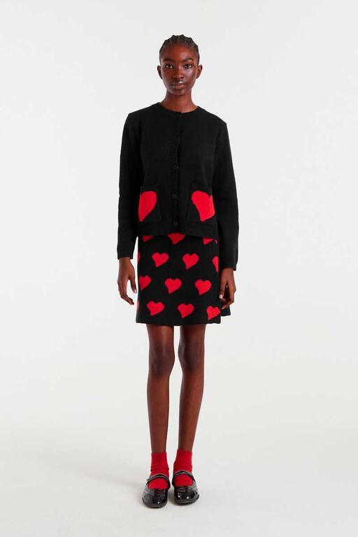 Minifalda de punto Compañía Fantástica estampado corazones