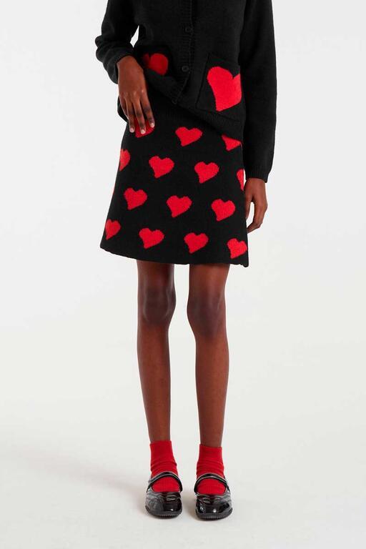 Minifalda de punto Compañía Fantástica estampado corazones
