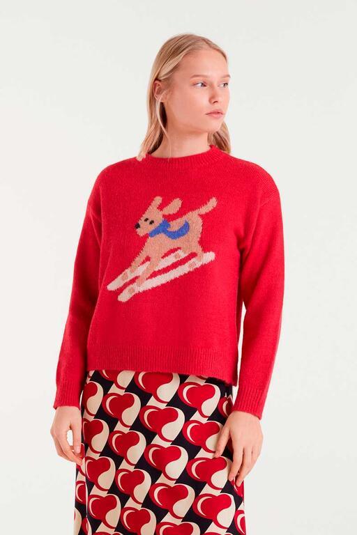 Jersey Compañía Fantástica perro esqui rojo
