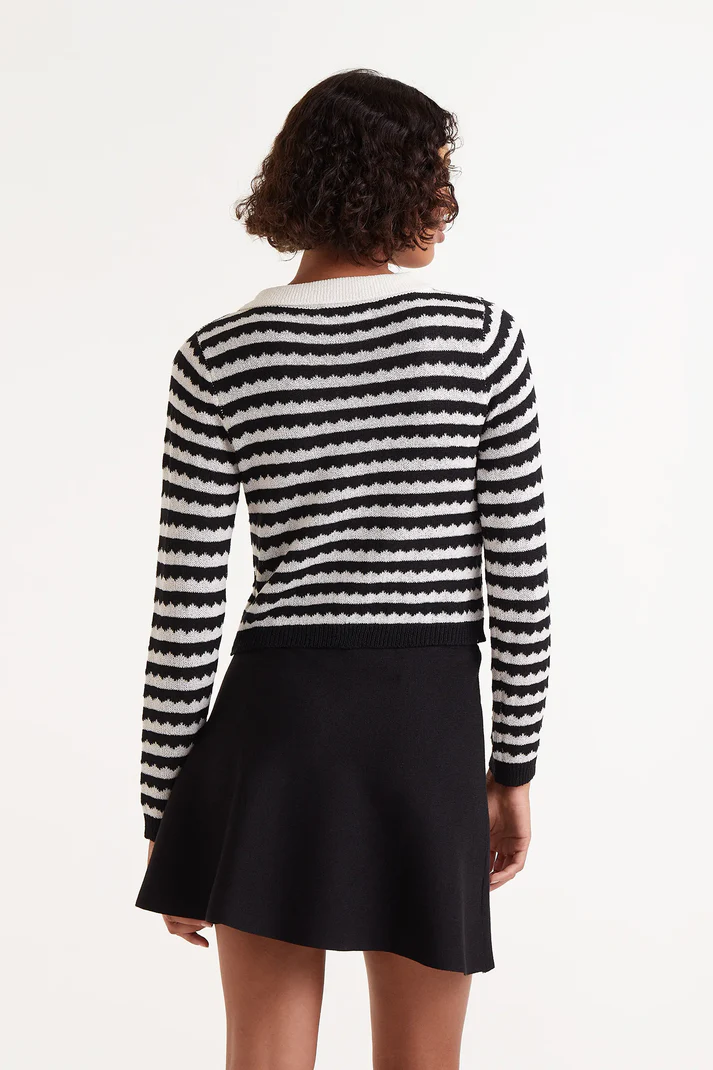 CARDIGAN CUELLO POLO RAYAS NEGRO