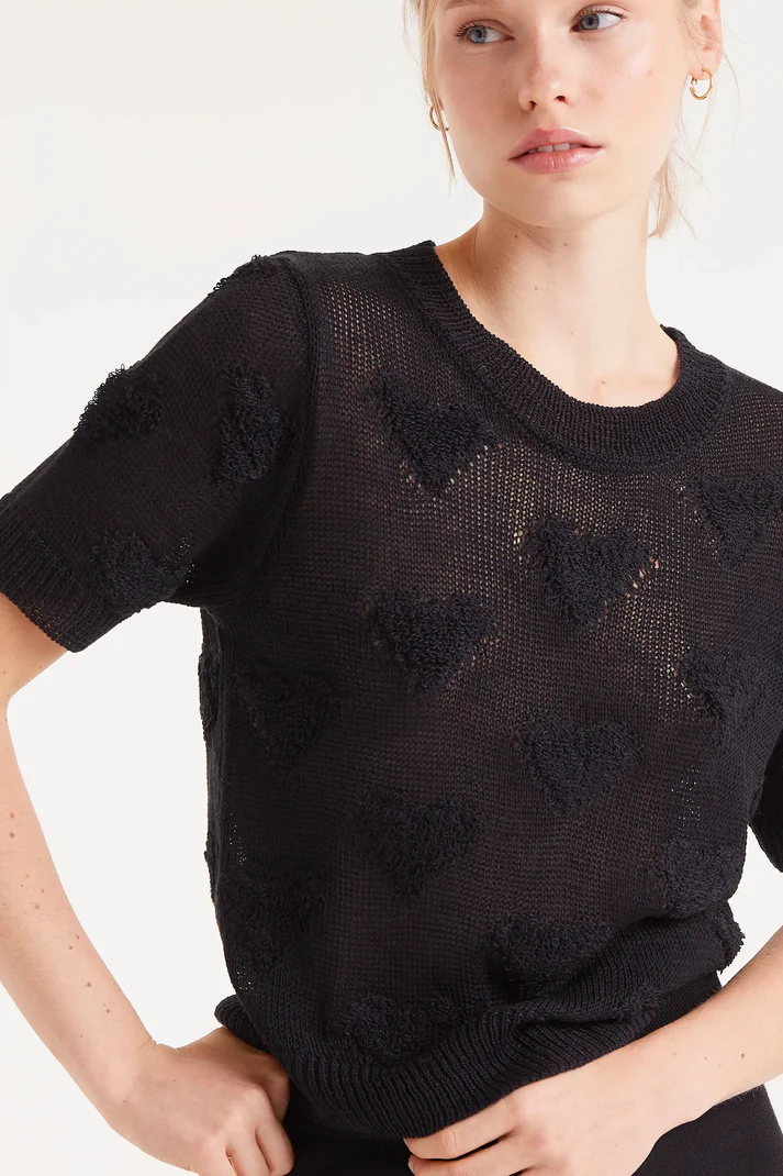 JERSEY DE PUNTO CORAZONES NEGRO