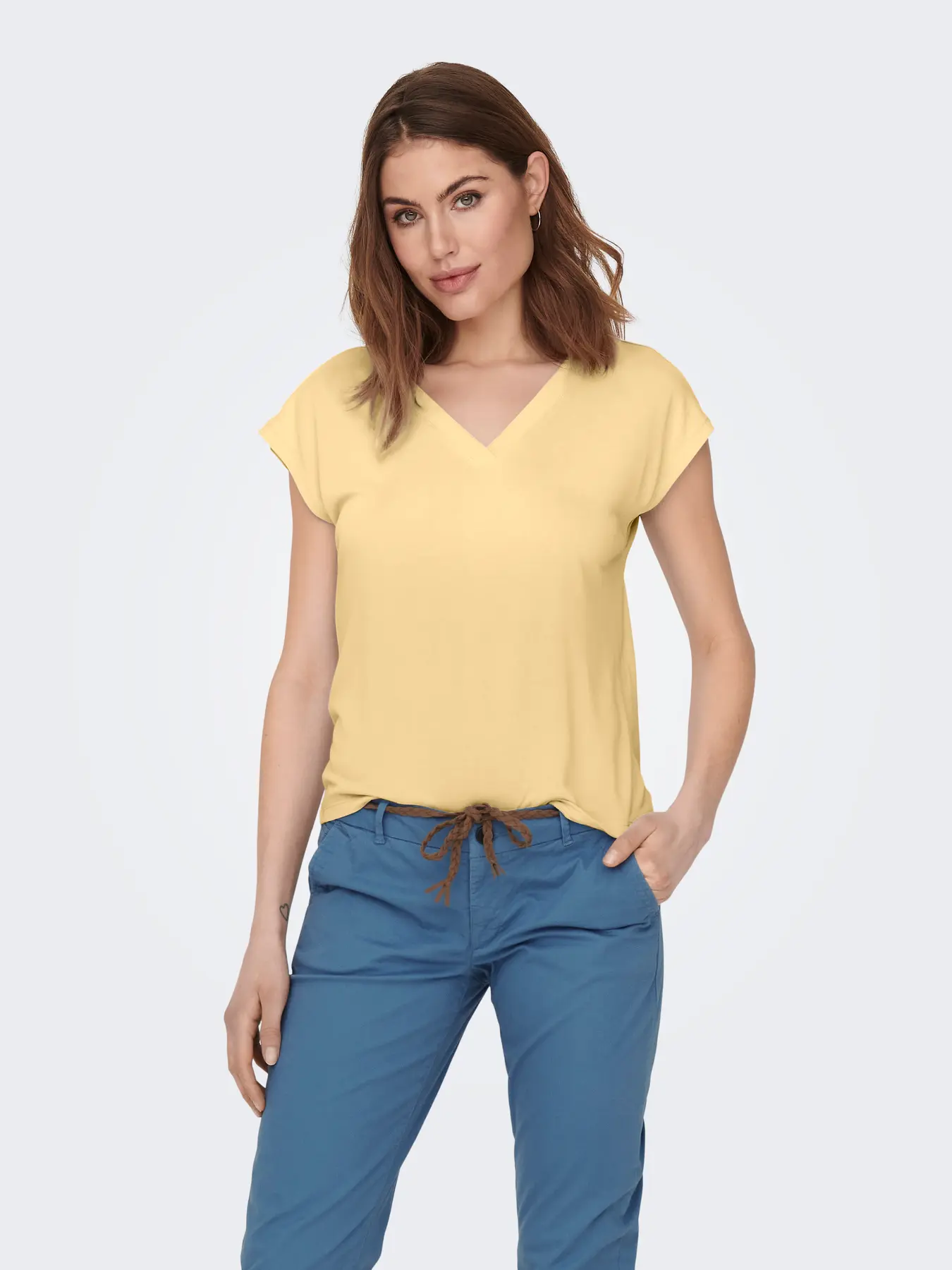 Camiseta Only Free amarillo