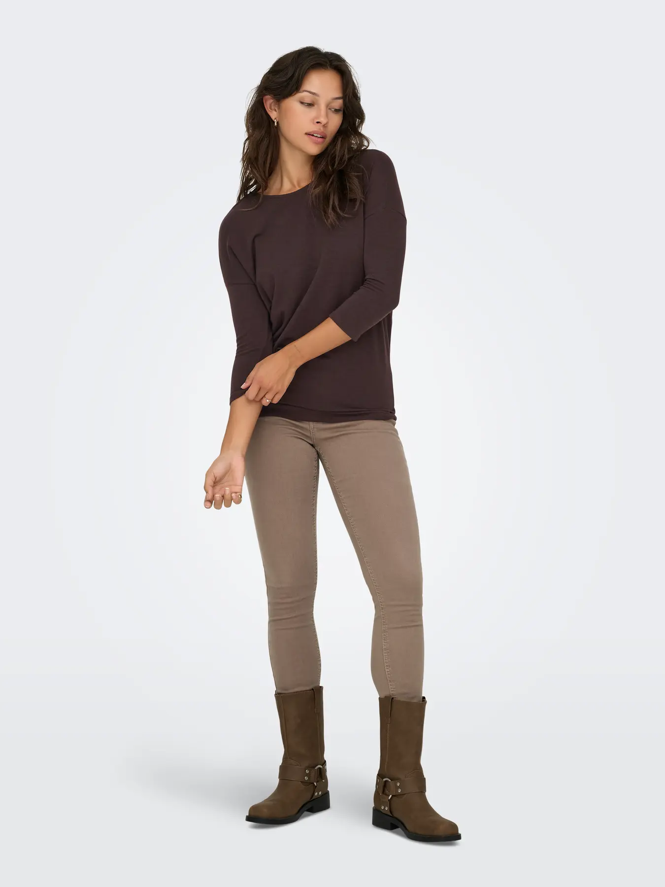 Camiseta Only Onlglamour 3/4 marron