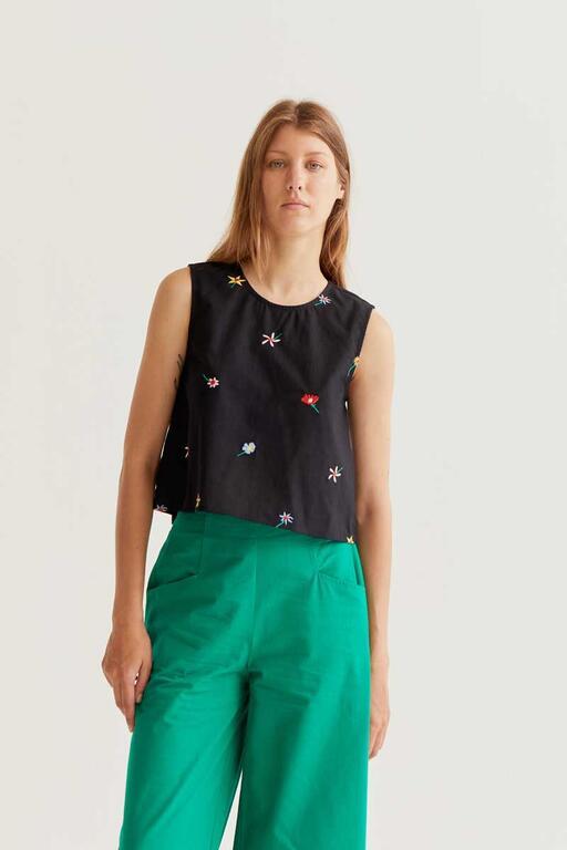 Top Compañía Fantástica con estampado Black Gardener Flowers
