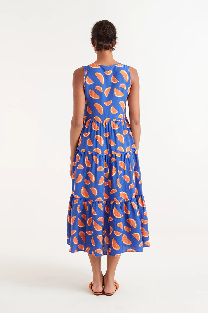 VESTIDO MIDI TIRANTES ESTAMPADO DE POMELOS