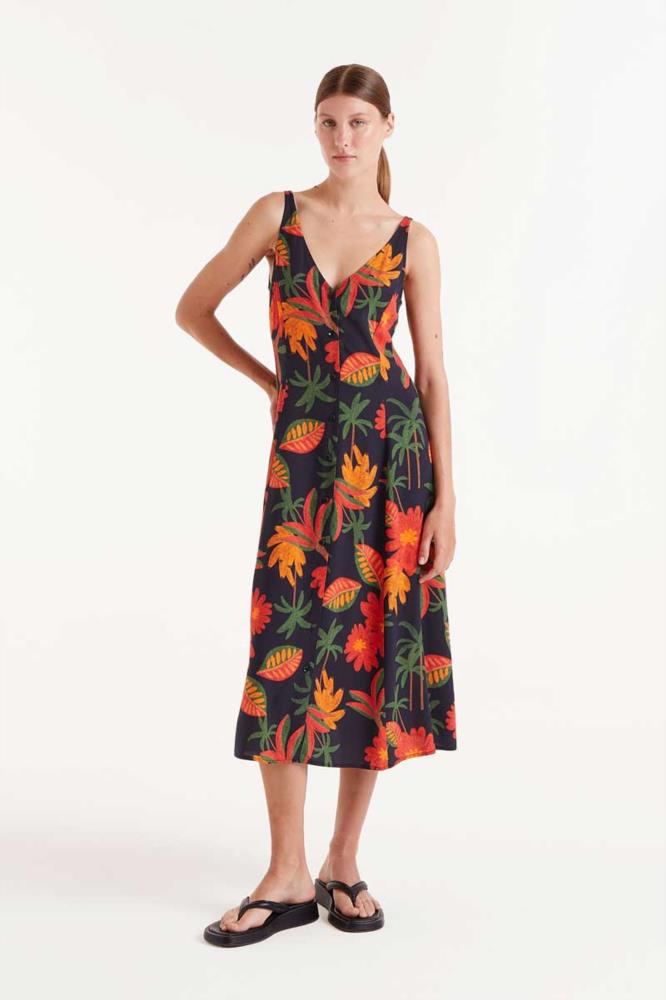 VESTIDO MIDI ESTAMPADO FLORAL FAMARA