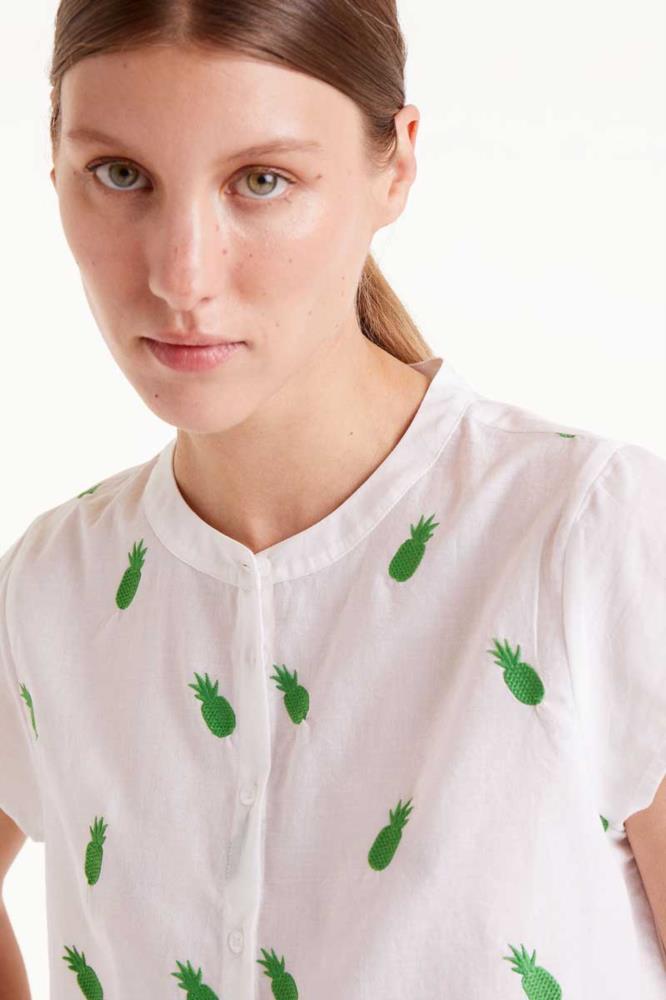 CAMISA CUELLO MAO PIÑAS BLANCA