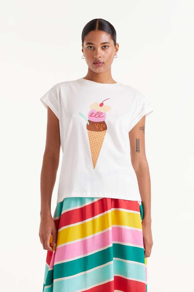 CAMISETA PRINT HELADO BLANCA