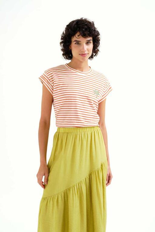 Camiseta Compañía Fantástica con estampado de rayas blanco y rojo