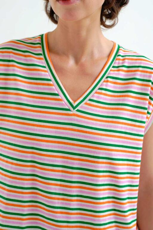 Camiseta Compañía Fantástica con estampado de rayas multicolor