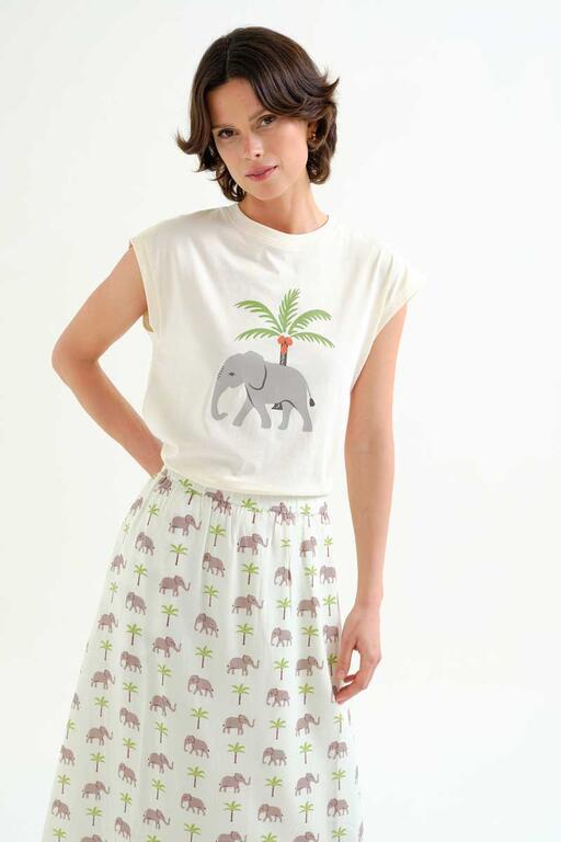 Camiseta Compañía Fantástica con estampado Elefante y Palmera