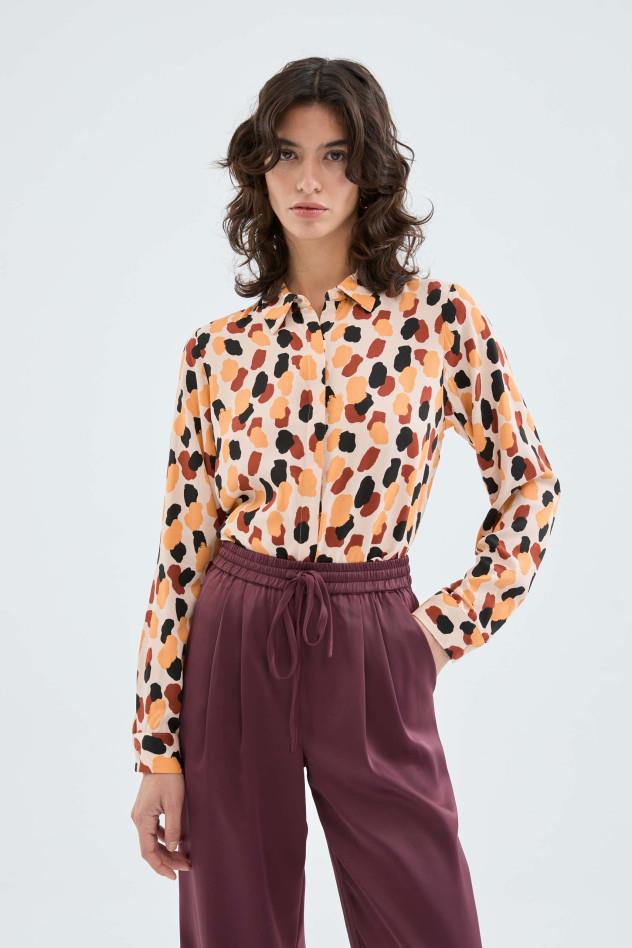 CAMISA DE MANGA LARGA CON ESTAMPADO DE LUNARES