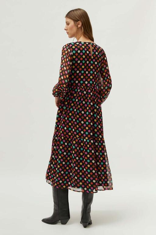VESTIDO LARGO ESTAMPADO DE LUNARES MULTICOLOR