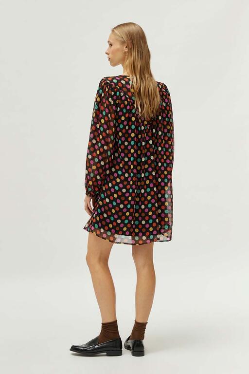 Vestido corto estampado de lunares multicolor