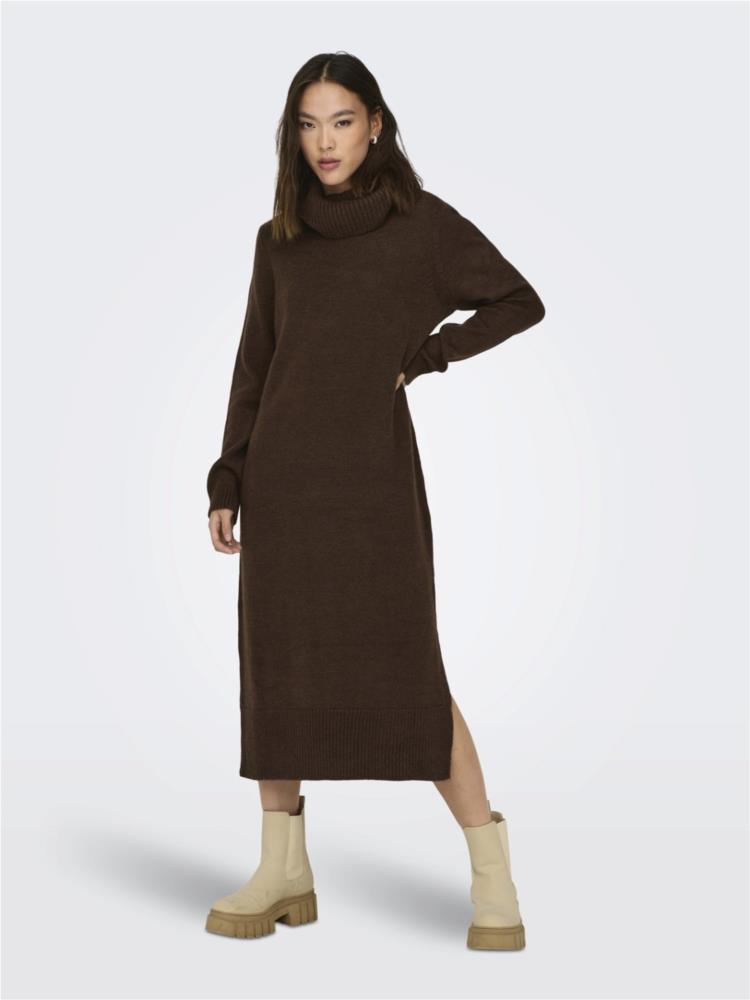 VESTIDO DE PUNTO MIDI ONLY ONLBRANDIE MARRON