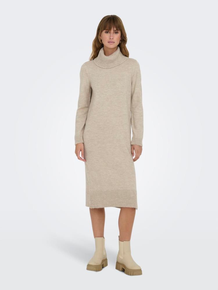 VESTIDO DE PUNTO MIDI ONLY ONLBRANDIE BEIGE