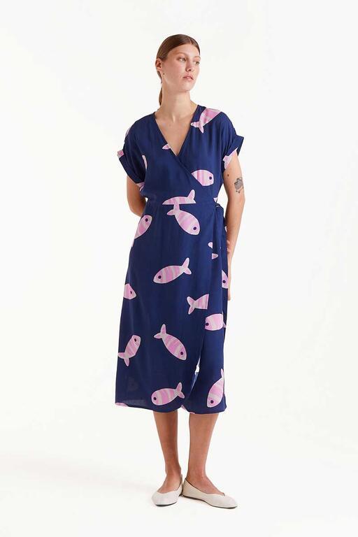VESTIDO MIDI RAYON LENZING ECOVERO ESTAMPADO EUREKA