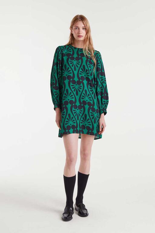 Vestido corto Compañía Fantástica estampado verde