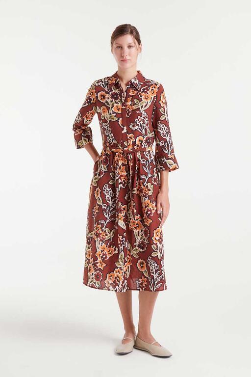 Vestido midi camisero Compañía Fantástica estampado 