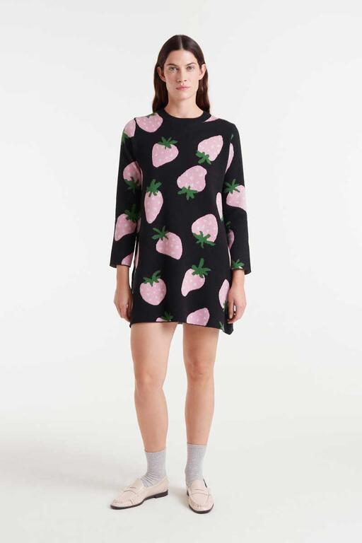 Vestido corto Compañía Fantástica estampado fresas