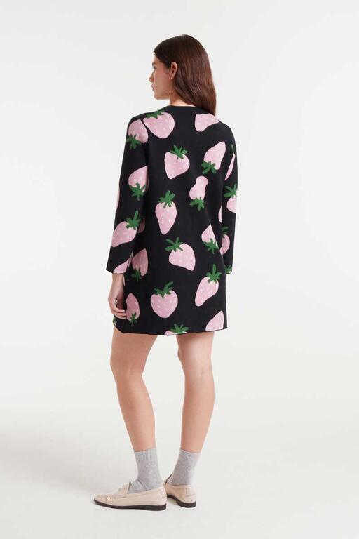 Vestido de punto corto Compañía Fantástica estampado fresas