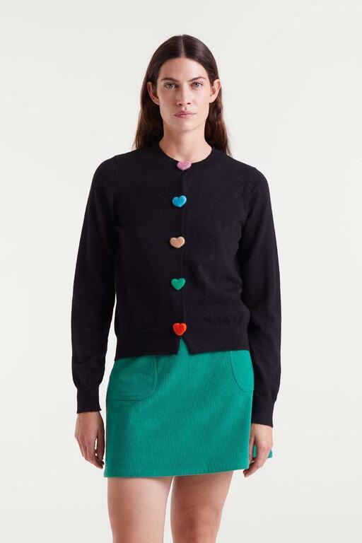 Cardigan Compañía Fantástica botones corazon negro