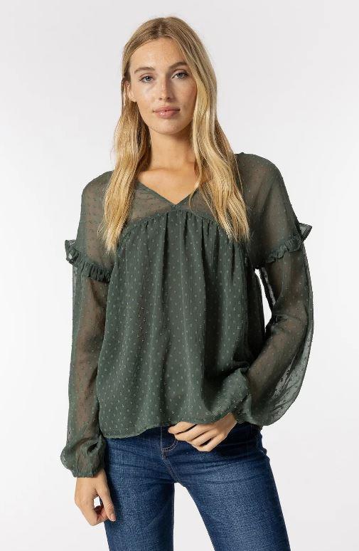 BLUSA DE MANGA LARGA DE PLUMETI VERDE