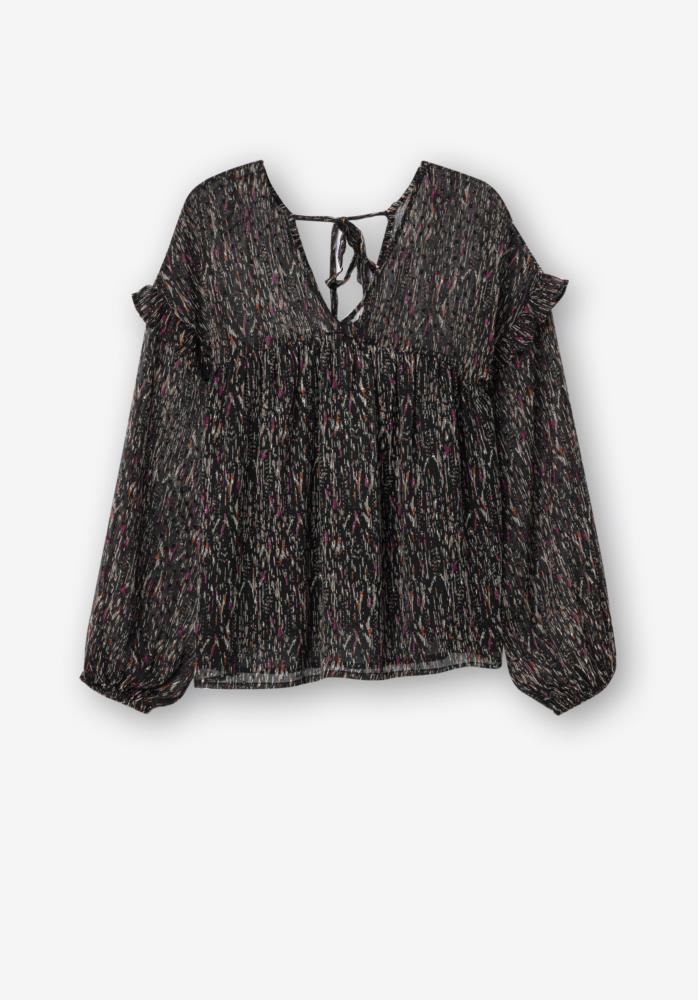 BLUSA DE MANGA LARGA DE PLUMETI ESTAMPADO