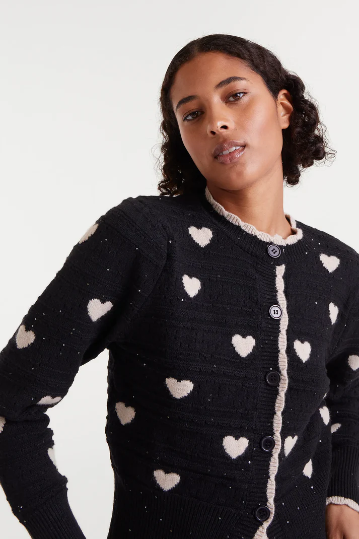 Cardigán jacquard Compañía Fantástica con estampado White Hearts
