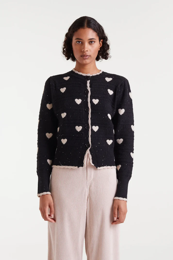 Cardigán jacquard Compañía Fantástica con estampado White Hearts Cardigán jacquard Compañía Fantástica con estampado White Hearts