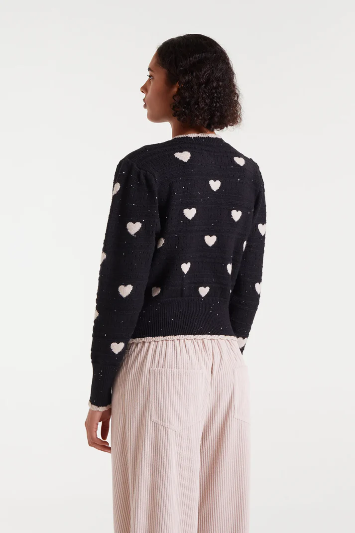 Cardigán jacquard Compañía Fantástica con estampado White Hearts Cardigán jacquard Compañía Fantástica con estampado White Hearts