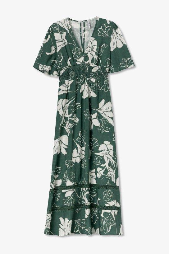 Vestido de manga corta con escote en pico