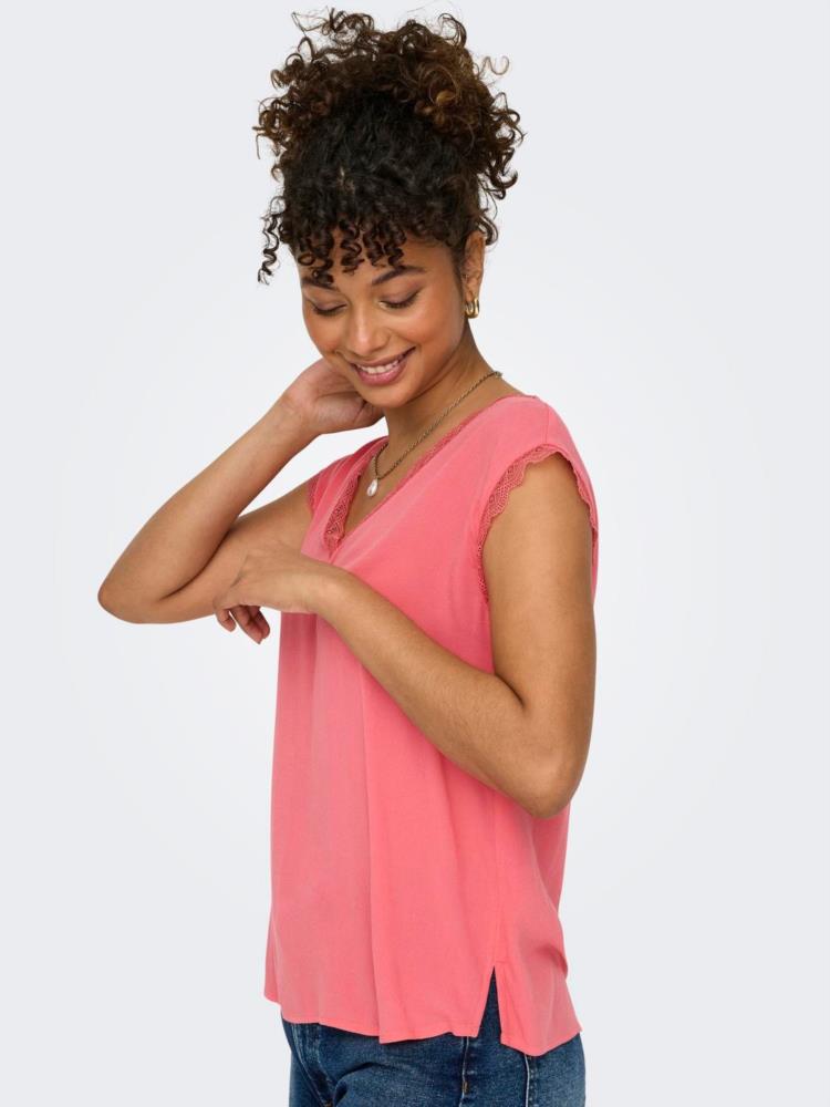 CAMISETA LENCERA ONLJASMINA MANGA CORTA NEGRA