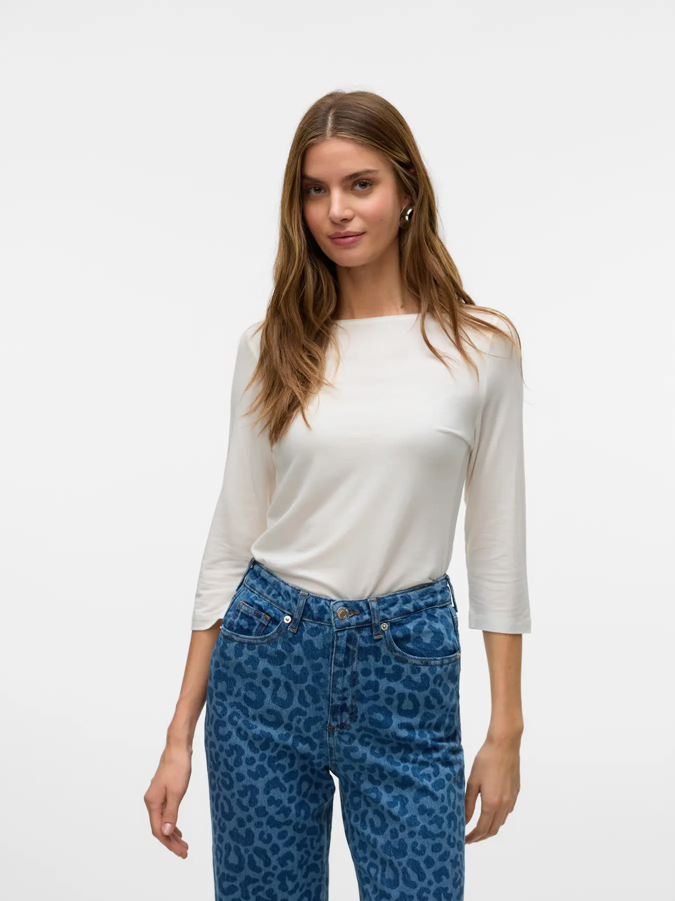 Camiseta Vero Moda AWfiona 3/4 cuello barco blanco