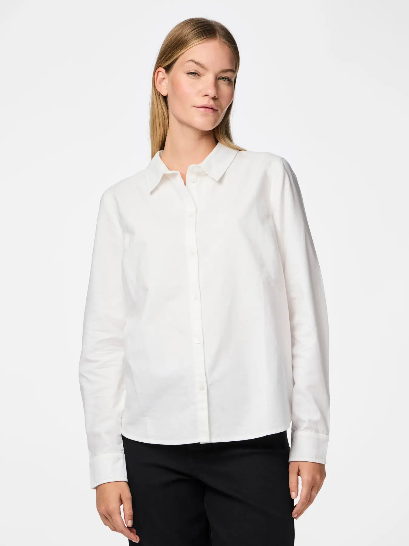 Camisa Pieces Pcirena ls oxford blanco