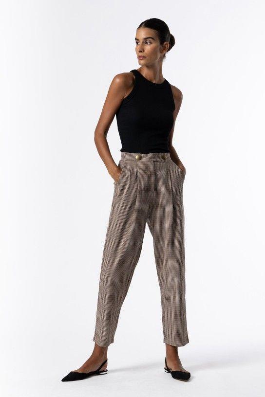 PANTALON BATH  DE PATA DE GALLO MARRON