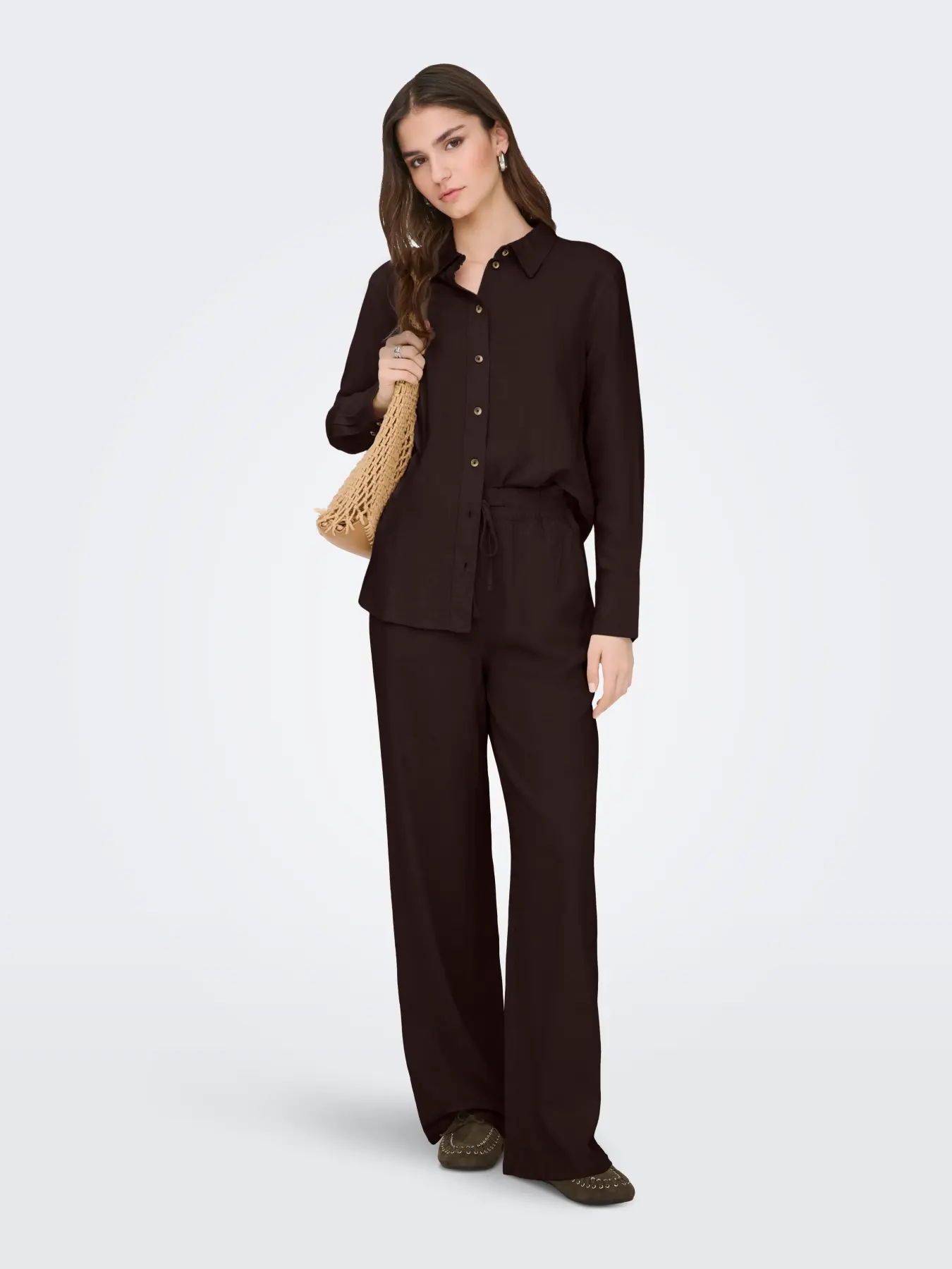 Pantalón JDY say linen marrón